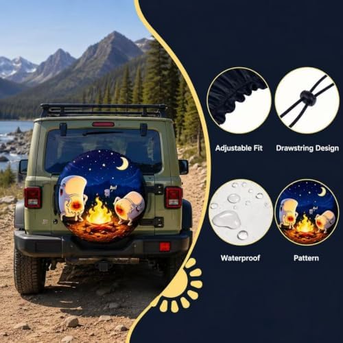 Marshmallow Campfire Spare Tire Cover Wheel Protectors Weatherproof Spare Wheel - Image 4
