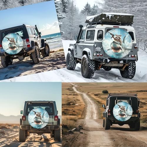 Funny Shark Raccoon Spare Tire Cover - Image 7