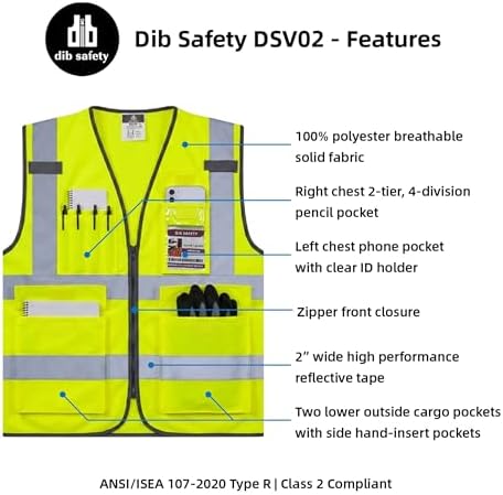 Dib Safety Hi Vis Reflective Safety Vest - Image 4
