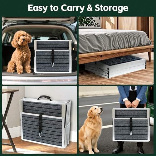 Extra Wide Dog Stairs, Foldable Aluminum Pet Steps - Image 6