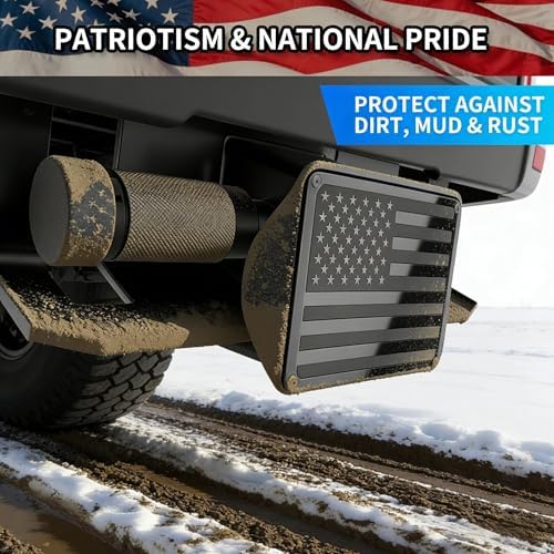 Steel Hitch Cover, Patented Riveted Aluminum Flag, Car Wash Safe - Image 2