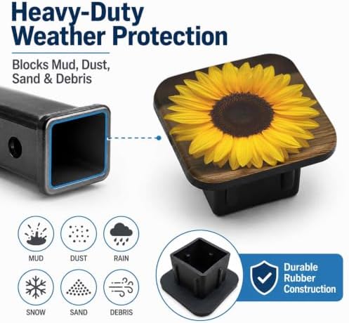 Trailer Hitch Covers Yellow Sunflower Heavy Duty 2 Inch Hitch Cover - Image 6