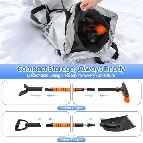 5-in-1 Ice Scrapers Snow Shovel Snow Brush Kit, Extendable Aluminum Foam Grip - Image 4