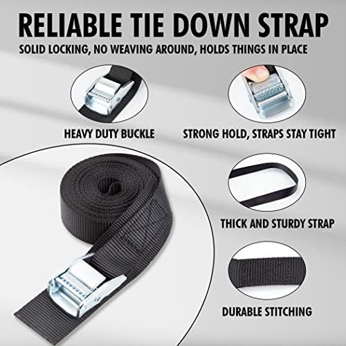 Cartman 1" x 15 ft Cam Buckle Straps, 4 Pack, 600 lb Break Strength - Image 3