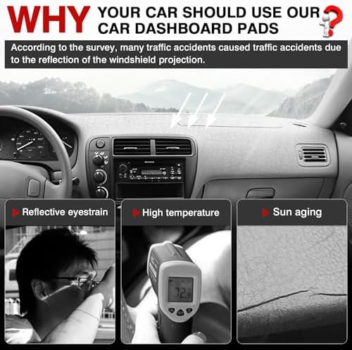 Autorder Dashboard Cover Mat for Honda Civic 1996-2000 Accessories Dash Cover - Image 2