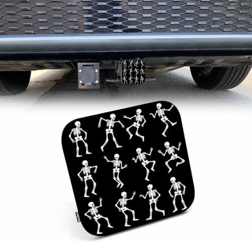 Trailer Hitch Cover Plug Skeleton Skull, Funny Cute Dancing Skeleton Skulls by Beabes