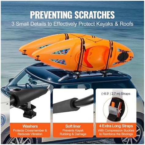 Roof Rack 2 Pairs J-Bar Soft Roof Rack Quick Folding Top Mount Tie Down Carrier - Image 7