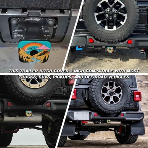 2 Inch Retro Sunset Mountains Trailer Hitch Cover Rubber Receiver Tube Plug Cap - Image 5