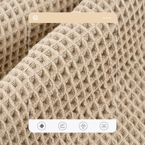 POLYTE 430 GSM Poly Blend Microfiber Quick Dry Waffle Bath Towel Set of 6 - Image 4