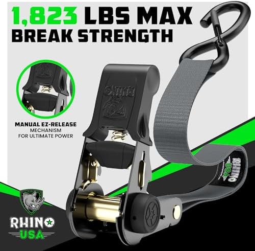 Rhino USA Ratchet Straps Tie Downs - 1in x 15ft - Image 2