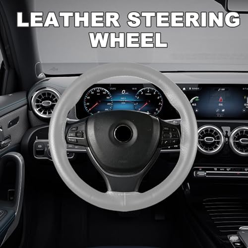 Ziciner Genuine Leather Steering Wheel Cover, Stitch on Wrap, Breathable - Image 6