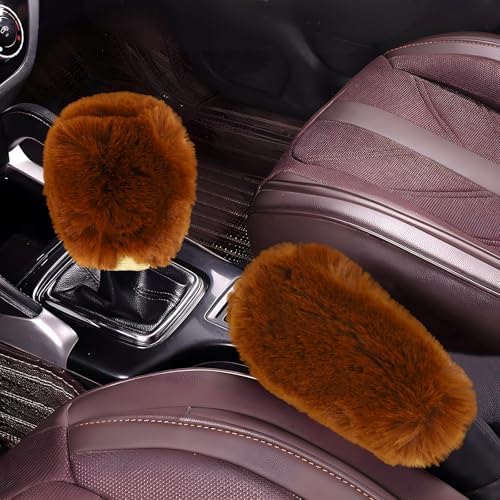 Hovom 2PCS Fluffy Car Gear Shift Knob Cover & Handbrake Cover by Hovom