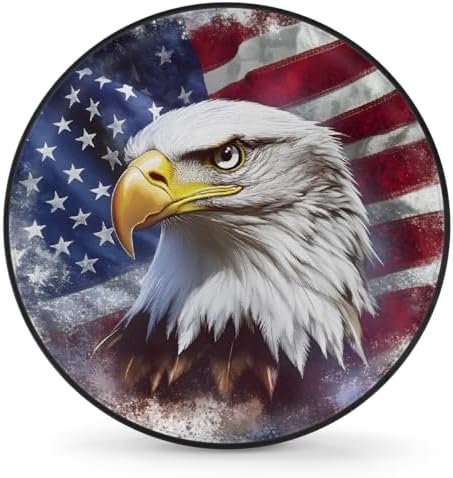 Spare Tire Cover for RV Trailer, American Flag Eagle Waterproof Sun Leather by cfpolar