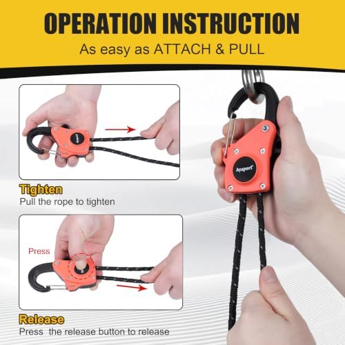 Ayaport 1/4" Adjustable Rope Tie Down Ratchet 2Pack, 15FT Ratchet Rope - Image 6