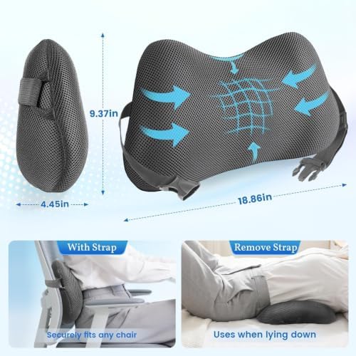 Lumbar Support Pillow, Memory Foam Back Cushion - Image 4
