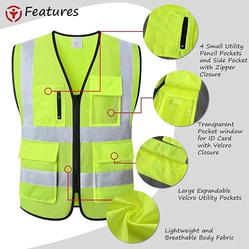Reflective Safety Vest for Men Women Construction Vest ANSI Standard AP1 - Image 4