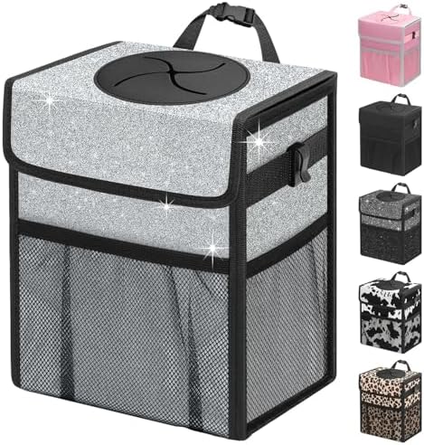 Capolo Car Trash Can with Lid, Leakproof Car Garbage Can Car Trash Bag by Capolo