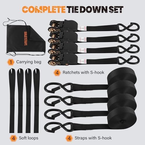 20FT Heavy Duty Ratchet Straps 4-Pack - Image 5