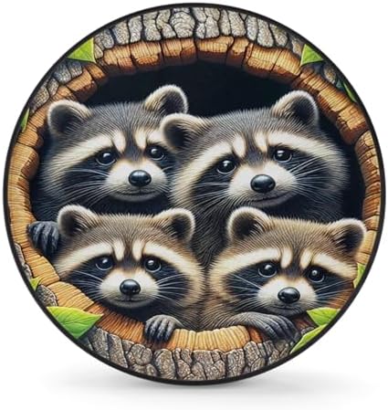 Rv Spare Tire Cover Wheel Funny Animal Raccoon Tire Covers Wheel Protectors by FengQuGou