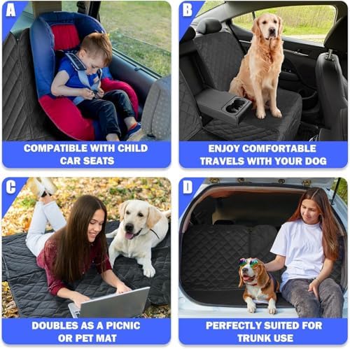 Yonktoo Dog Car Seat Cover for Back Seat, 60/40 Split Bench - Image 7