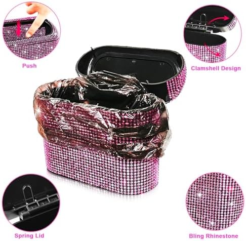 Accmor Car Trash Can with Lid, Mini Auto Dustbin Garbage Can, Car Accessories - Image 5