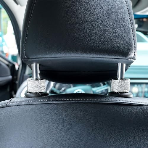 4PCS Crystal Rhinestone Bling Car Headrest Collars, Automotive Magnetic - Image 3