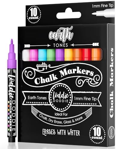 Loddie Doddie Liquid Chalk Window Markers, 1mm Tip, Earth Tones, 10 Pack by LoddieDoddie