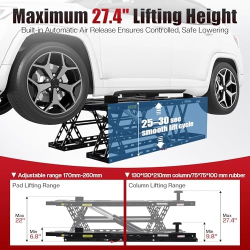 SPECRAFT 8000LBS Black Portable Hydraulic Car Lift, Home Garage - Image 5