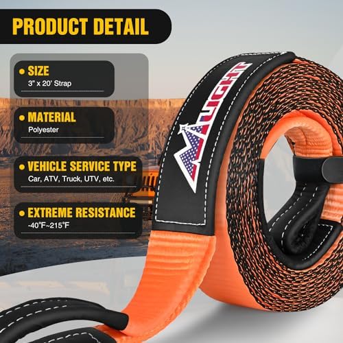 Nilight 3" x 20' Recovery Tow Strap Lab Tested 31, 500lbs Break Strength - Image 2
