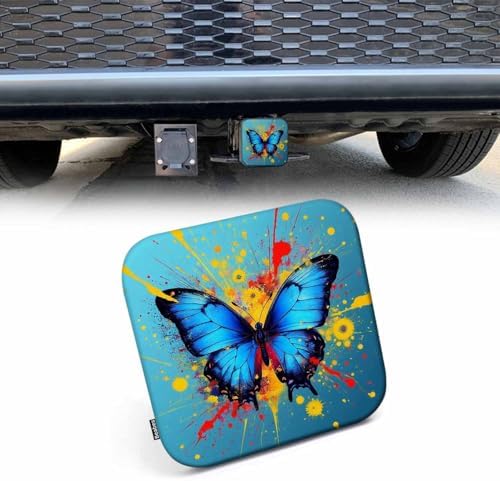 Butterfly Receiver Hitch Tube Cover Abstract Rainbow Butterfly Floral Car Rear by Beabes