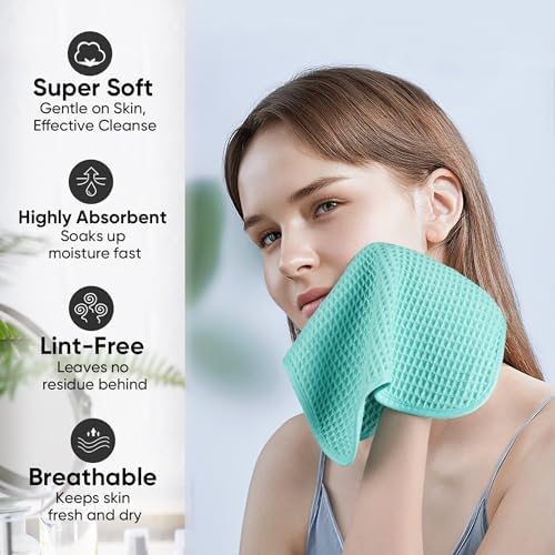 Microfiber Waffle Face Towels, 2 Pieces, Fast Drying, Lint Free 430 GSM - Image 4