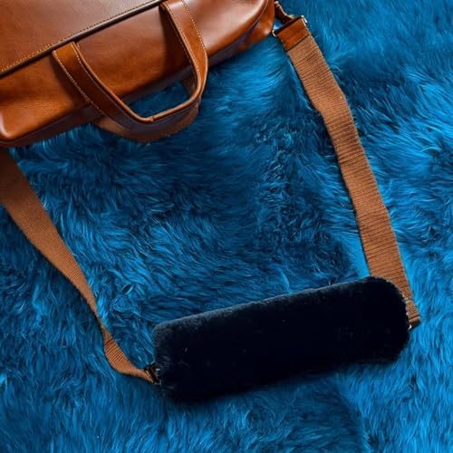 AOGELAN 2 Pack Black Fluffy Fuzzy Genuine Sheepskin Car Seat Belt Cover Pad - Image 4