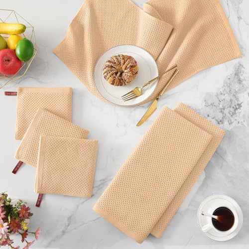 Kitinjoy 100% Cotton Waffle 4-Pack Kitchen Towels - Image 3