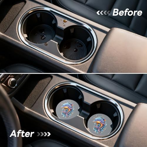 Car Cup Holder Ceramic Coasters 2 Pack, 2.56 in Anti Slip Absorbent Coaster - Image 5