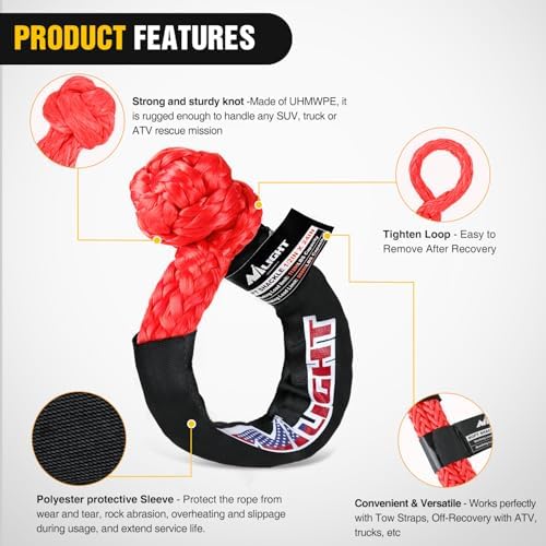Nilight 2PCS Synthetic Soft Shackle 1/2" x 24" & Recovery Ring Kit - Image 3