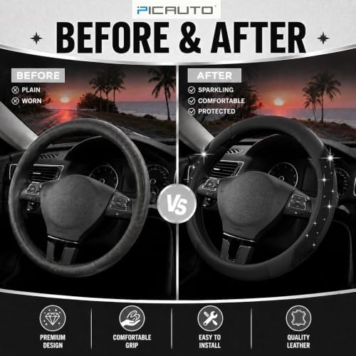 PIC AUTO Steering Wheel Cover, Universal Fit 14.5"-15.5" Car Steering Wheels - Image 6