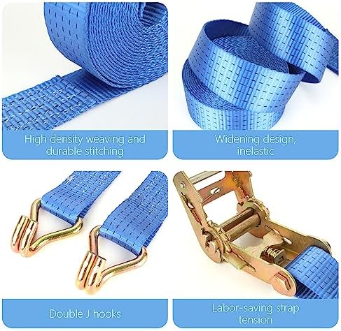 2 Pack 2 Inch Ratchet Straps Heavy Duty 20ft Tie Down Straps Ratchet - Image 3