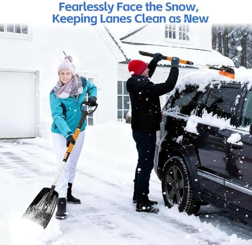 5-in-1 Ice Scrapers Snow Shovel Snow Brush Kit, Extendable Aluminum Foam Grip - Image 7