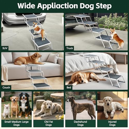 Extra Wide Dog Stairs, Foldable Aluminum Pet Steps - Image 5