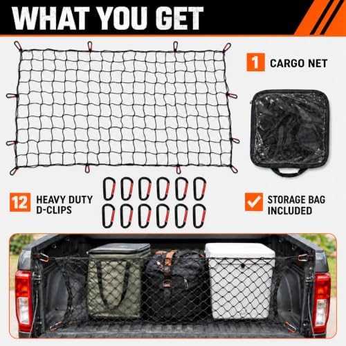 Cargo Net for Pickup Truck Bed, Heavy Duty Bungee Net - Image 2