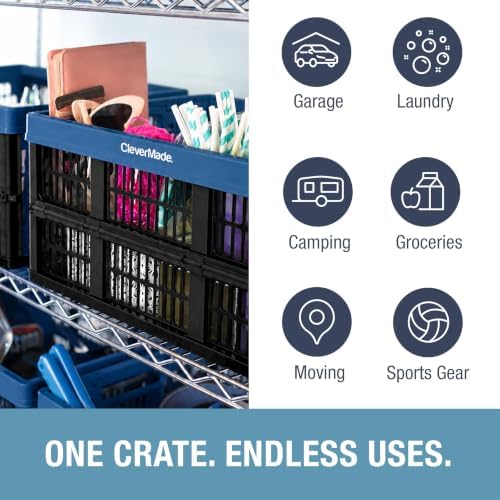 CleverMade Collapsible Utility Crate - 45L - Ocean - Image 3