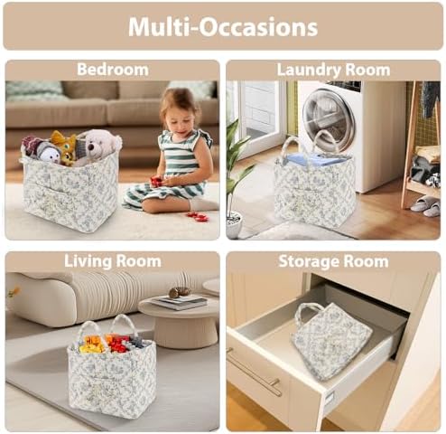 Storage Basket Boho Fabric Large Collapsible Floral Laundry Nursery Hamper - Image 4