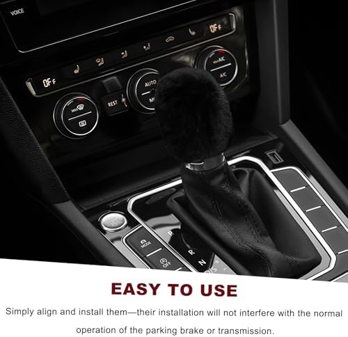 2PCS Fluffy Car Gear Shift Knob & Handbrake Cover, Comfortable Plush Shifter - Image 5