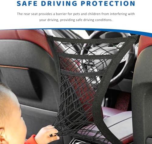 3-Layer Car Mesh Organizer, Stretchable Storage Netting Pouch Seat Back Cargo - Image 4
