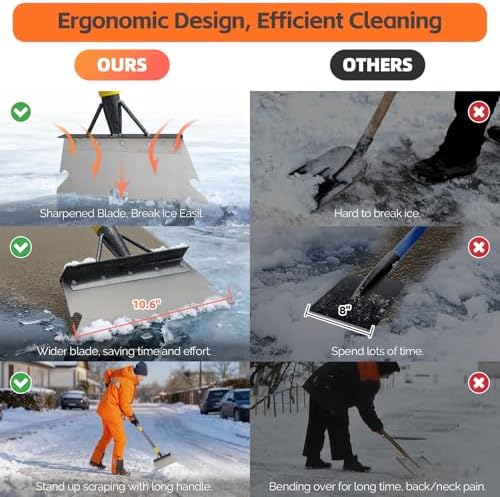 Garden Shovel, Weeding Tool, 72 Inch Floor Scraper Long Handle, Heavy Duty - Image 6