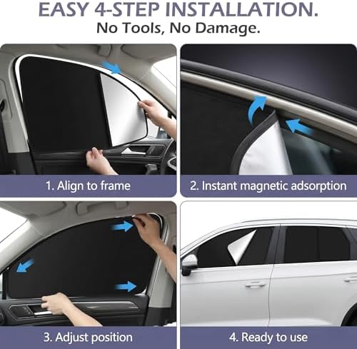 4 PCS Side Window Sunshade, Full Shade Front Rear Glass Privacy Sunshield - Image 3