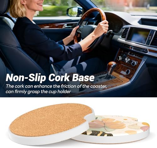 Car Cup Holder Ceramic Coasters 2 Pack, 2.56 in Anti Slip Absorbent Coaster - Image 6
