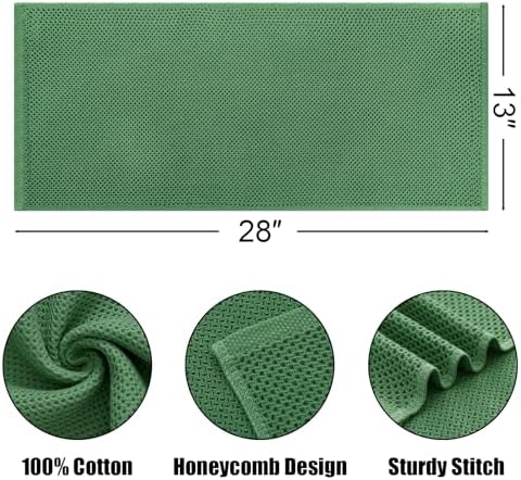 Kitinjoy 100% Cotton Waffle 8-Pack Kitchen Towels, Grass Green - Image 2