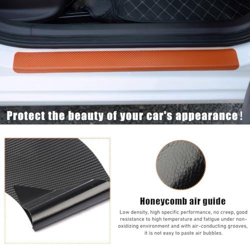 Ohleats 4 PCS Car Door Sill Protectors, Anti Scratch Carbon Fiber Auto - Image 5