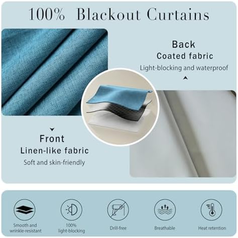 100% Blackout Self Adhesive Curtains Portable Curtain Simple and Easy to - Image 4